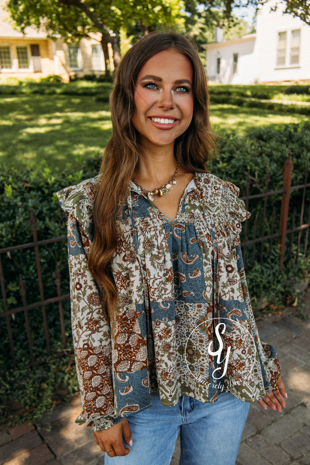Maple And Magnolia Top - Teal Blue