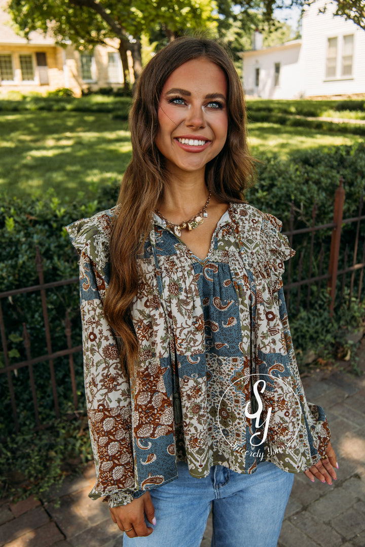 Maple And Magnolia Top - Teal Blue
