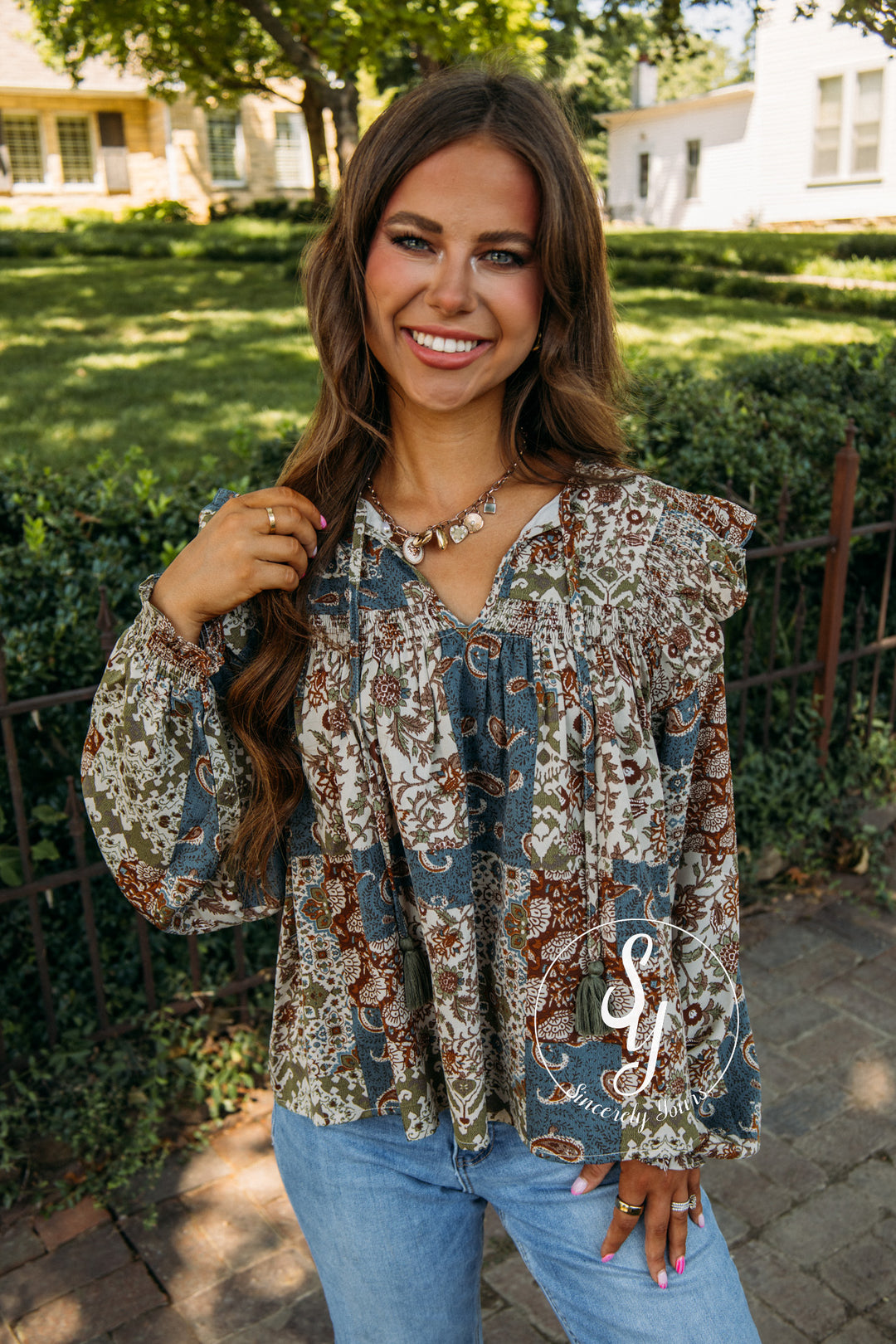 Maple And Magnolia Top - Teal Blue