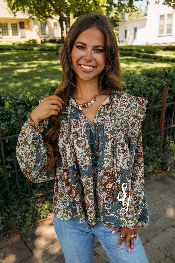 Maple And Magnolia Top - Teal Blue