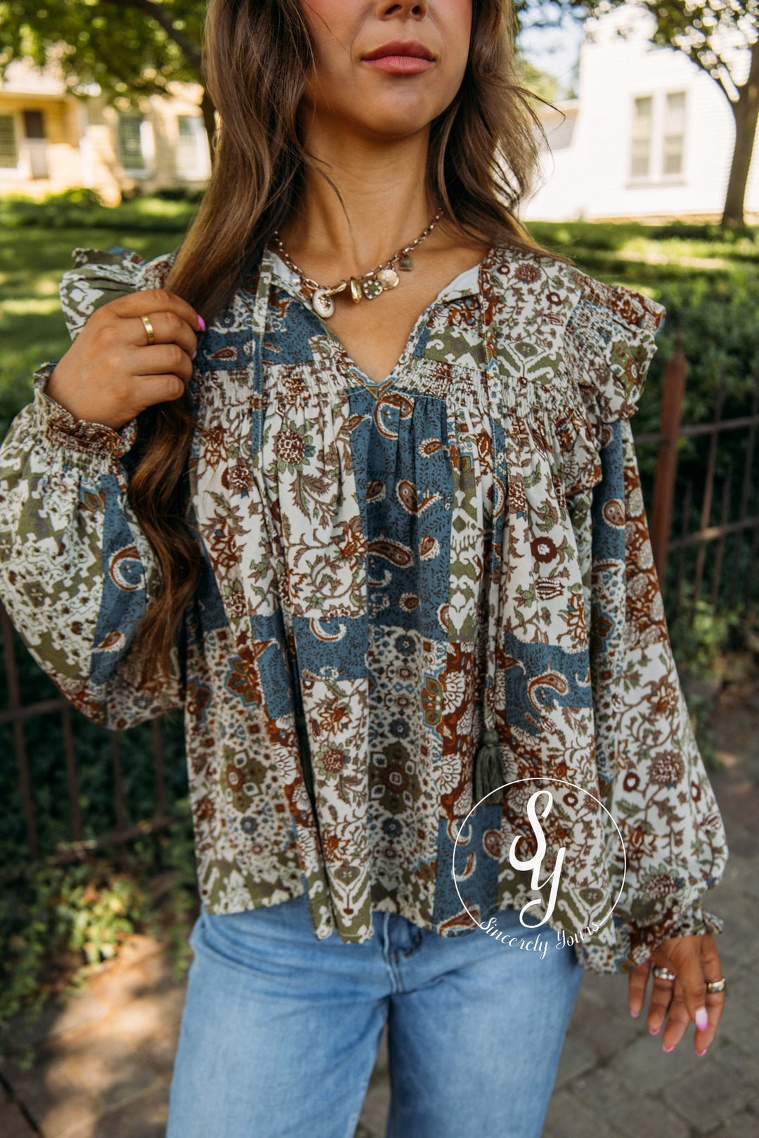Maple And Magnolia Top - Teal Blue