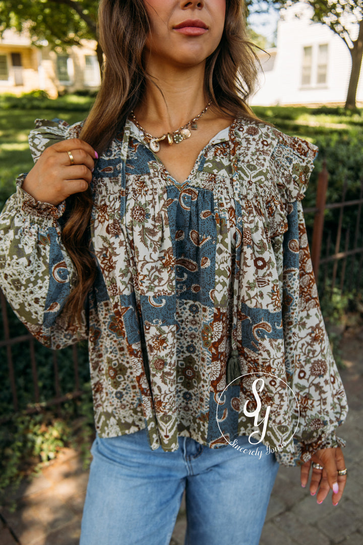 Maple And Magnolia Top - Teal Blue