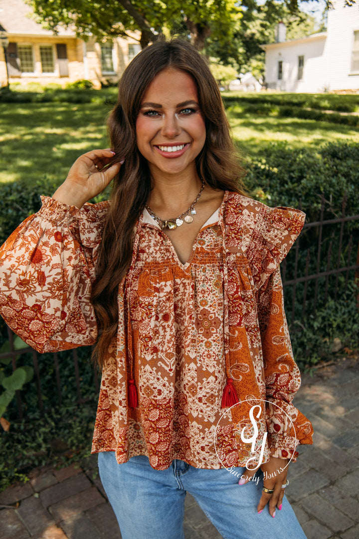 Maple And Magnolia Top - Rust
