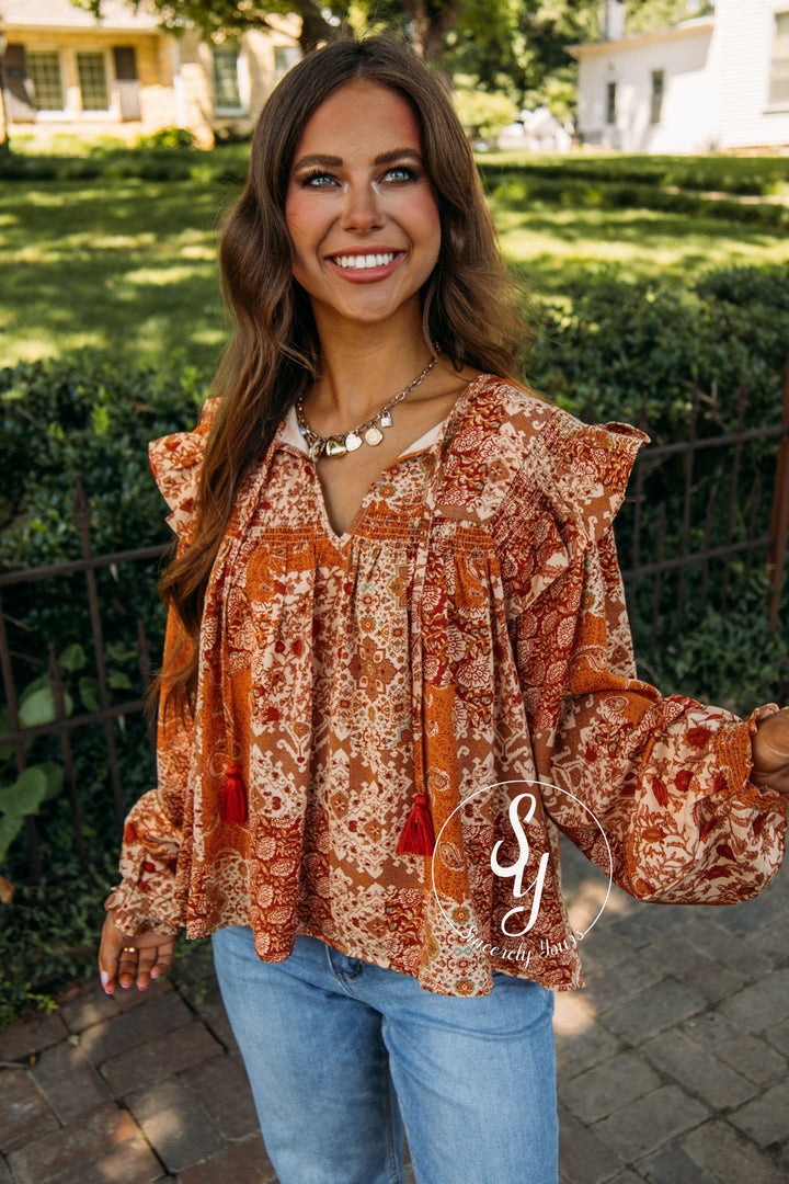 Maple And Magnolia Top - Rust
