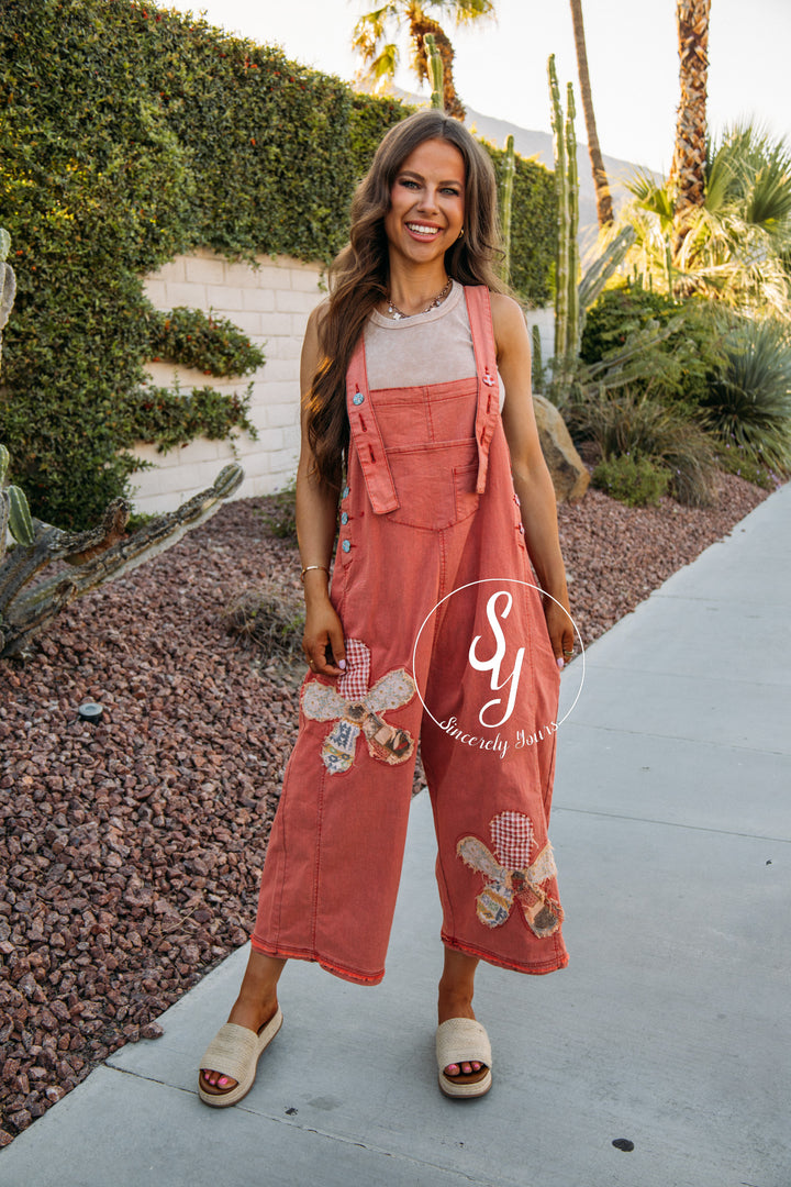 Garden Picking Overalls - Boho Red