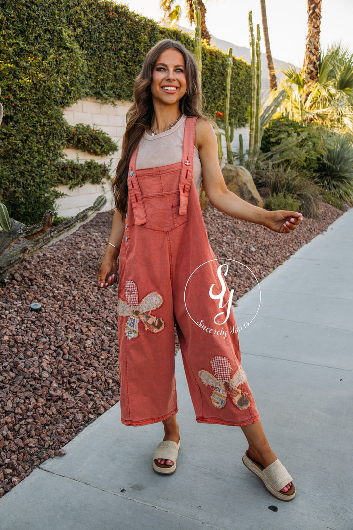 Garden Picking Overalls - Boho Red