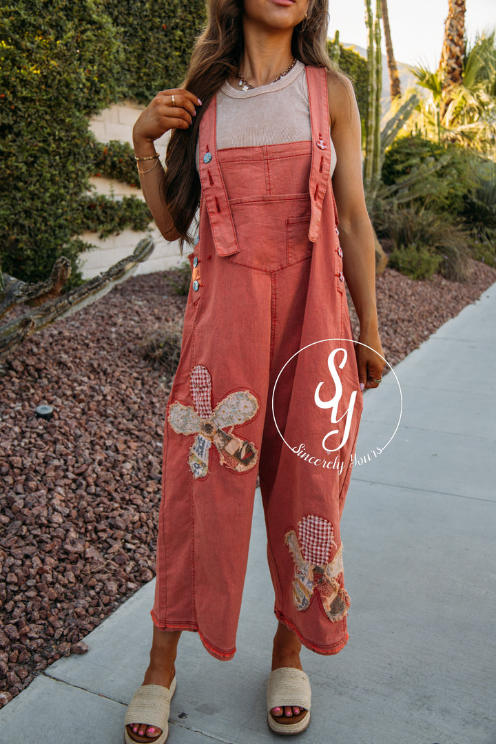 Garden Picking Overalls - Boho Red