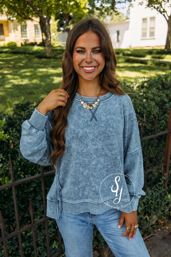 Cuddle In Crewneck - Indigo Blue