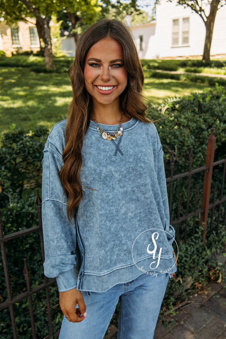 Cuddle In Crewneck - Indigo Blue