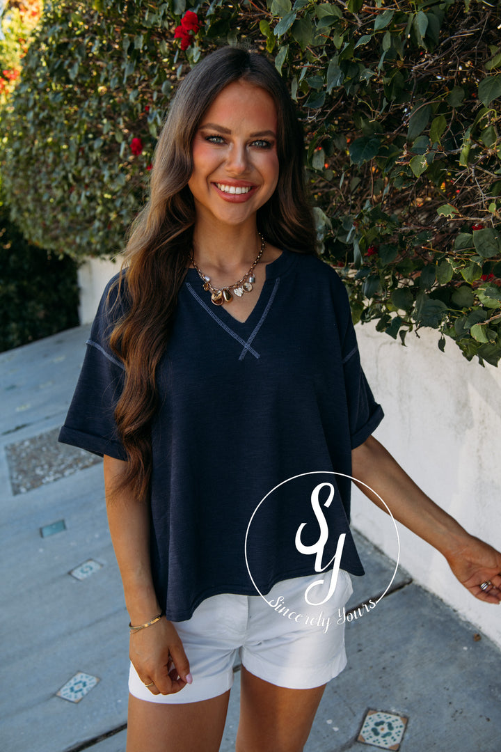 Fresh Feels Top - Navy