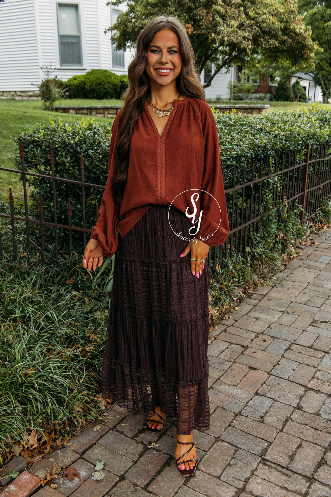 Blush And Bloom Skirt - Chocolate Brown
