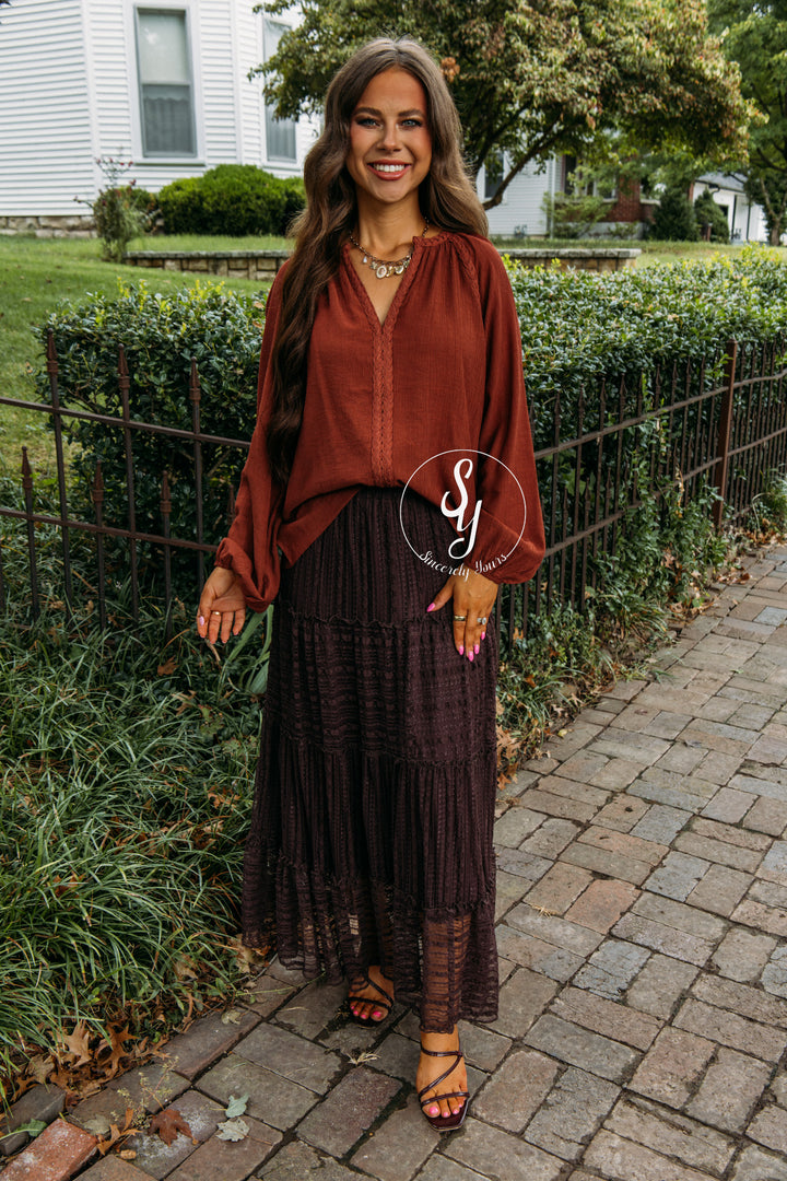 Blush And Bloom Skirt - Chocolate Brown