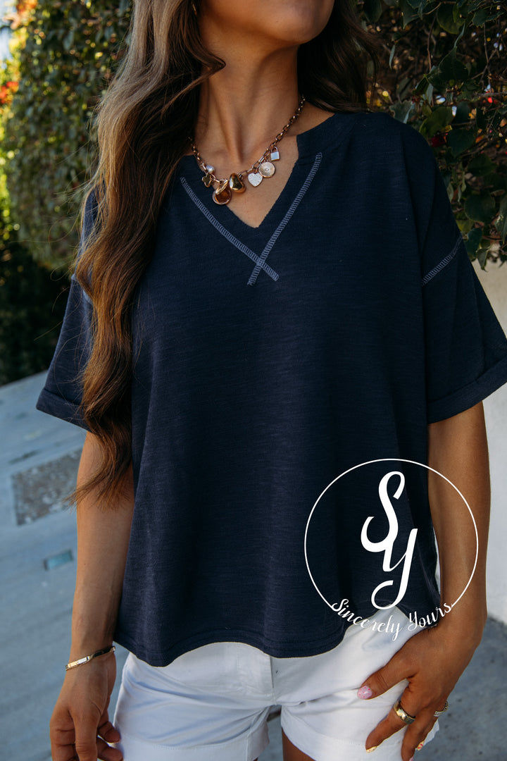 Fresh Feels Top - Navy
