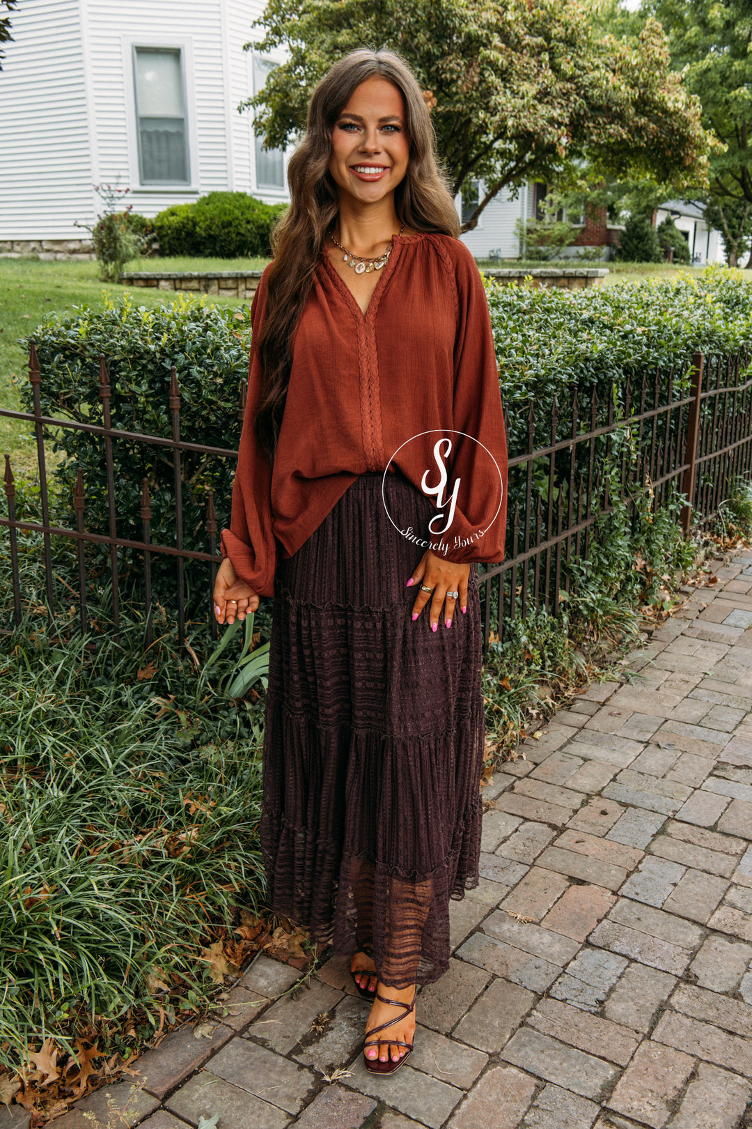 Blush And Bloom Skirt - Chocolate Brown