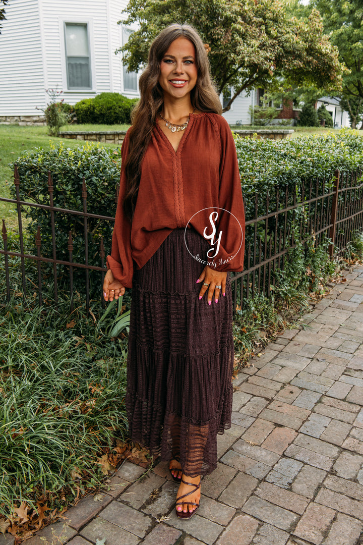 Blush And Bloom Skirt - Chocolate Brown