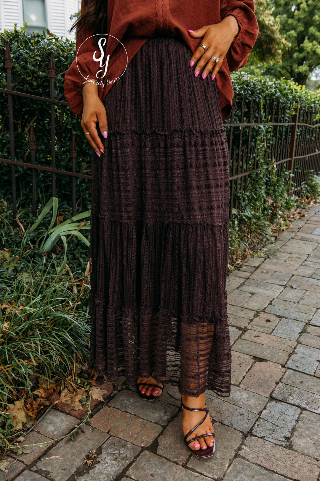 Blush And Bloom Skirt - Chocolate Brown