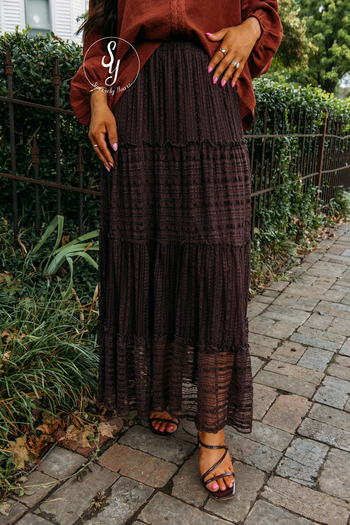 Blush And Bloom Skirt - Chocolate Brown