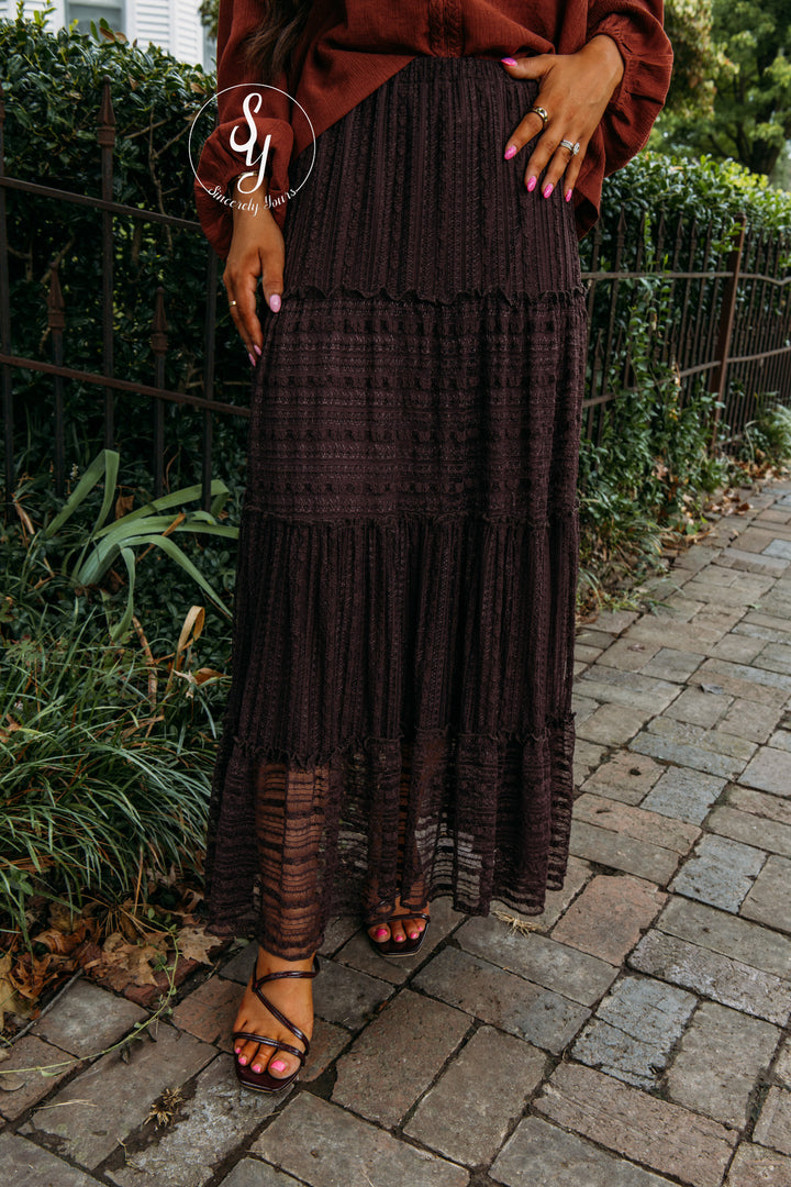 Blush And Bloom Skirt - Chocolate Brown