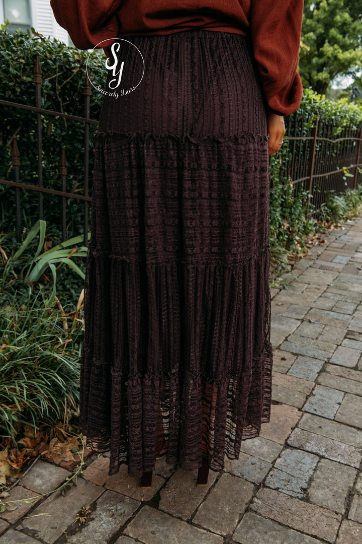 Blush And Bloom Skirt - Chocolate Brown