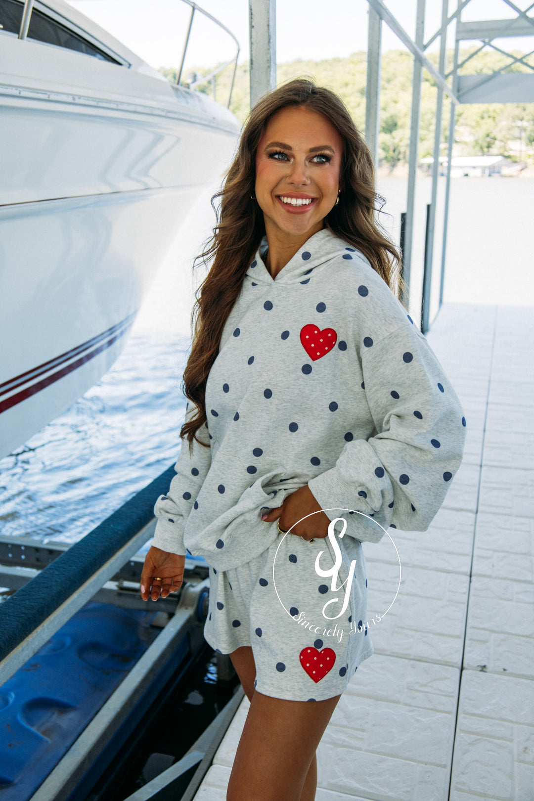 I Love America Hoodie - Heather Grey/Navy