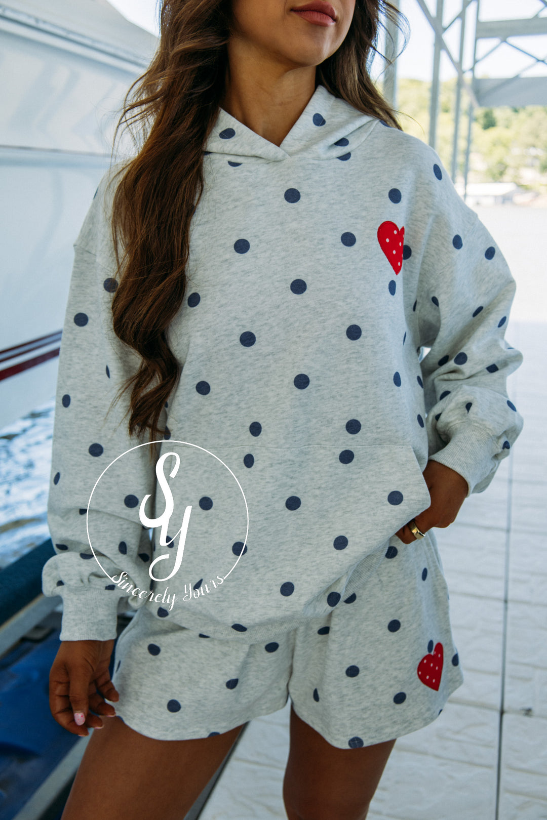 I Love America Hoodie - Heather Grey/Navy