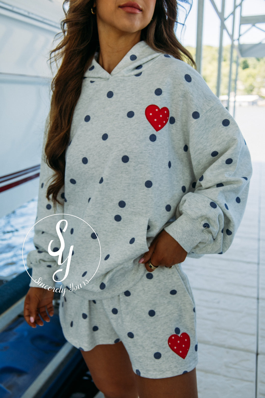 I Love America Hoodie - Heather Grey/Navy