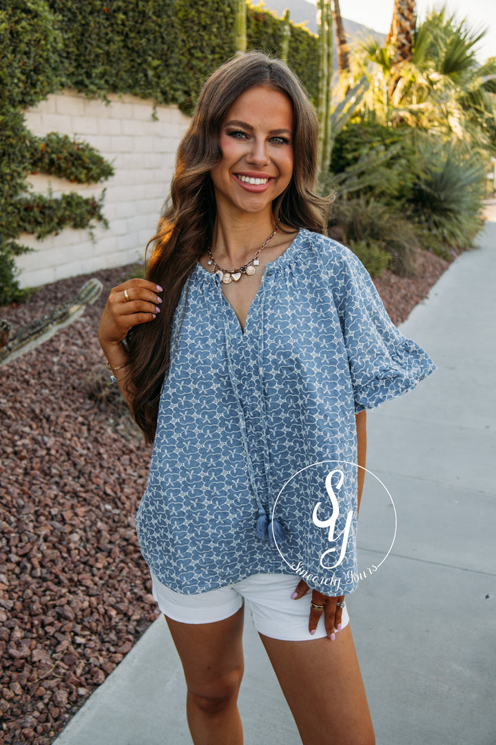 Devoted To You Top - Washed Denim
