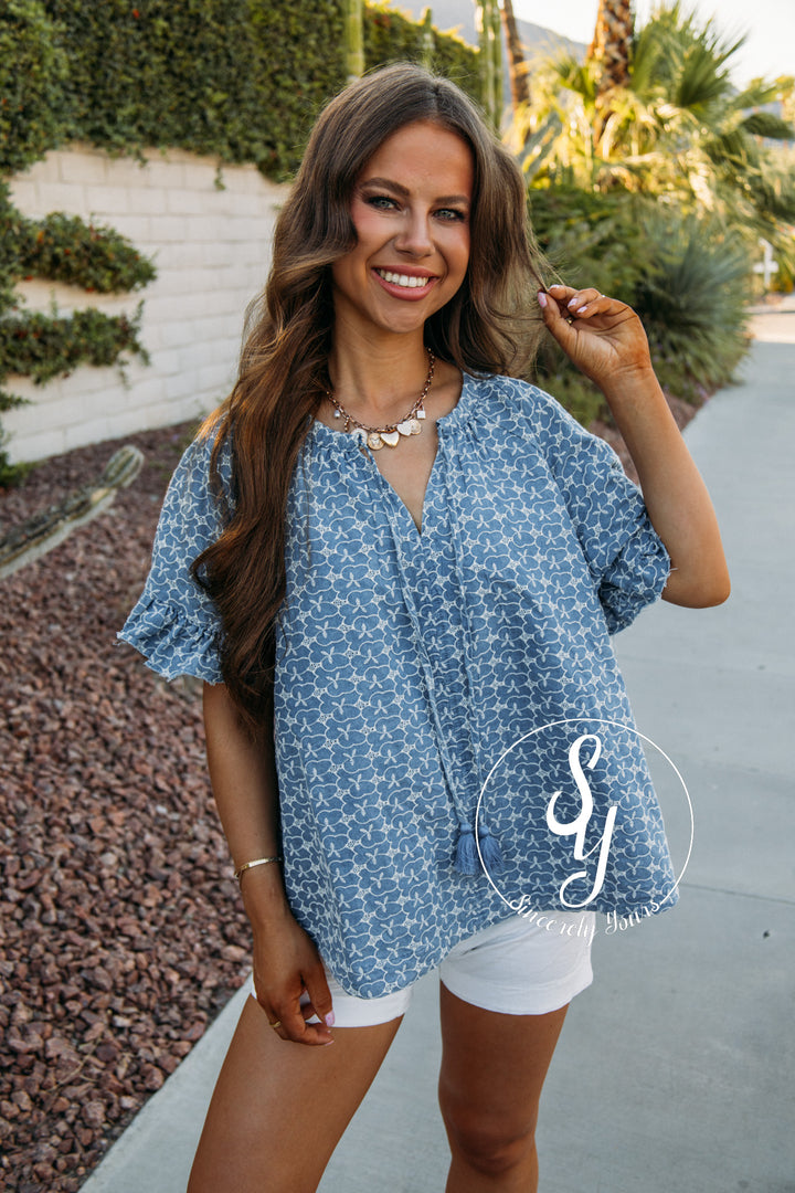 Devoted To You Top - Washed Denim