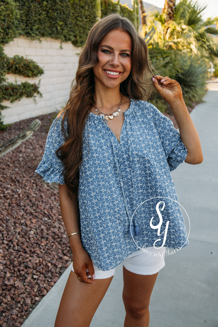 Devoted To You Top - Washed Denim