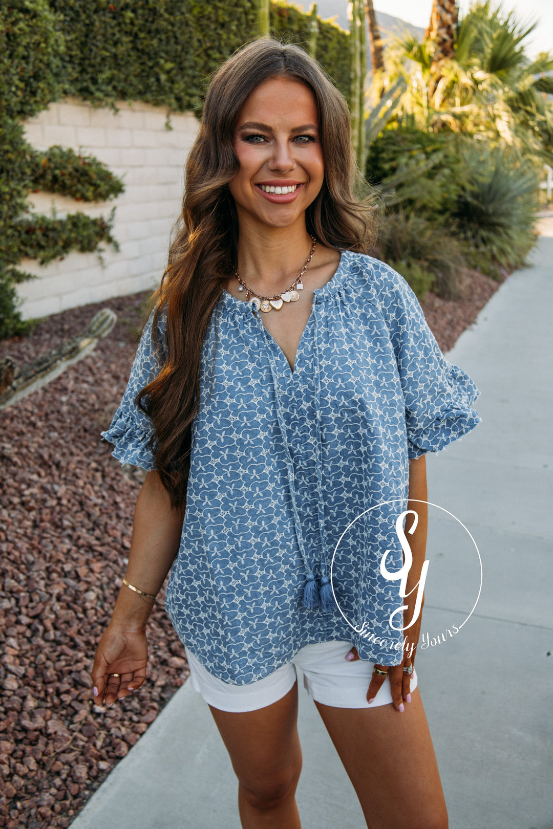 Devoted To You Top - Washed Denim