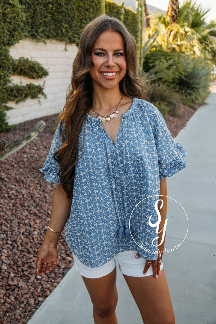 Devoted To You Top - Washed Denim