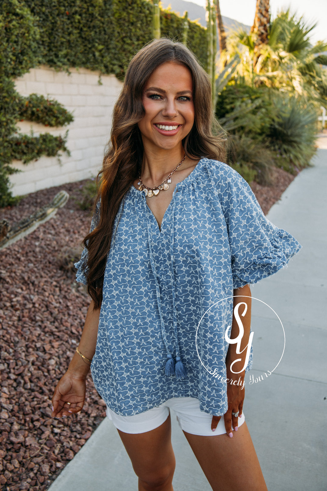 Devoted To You Top - Washed Denim