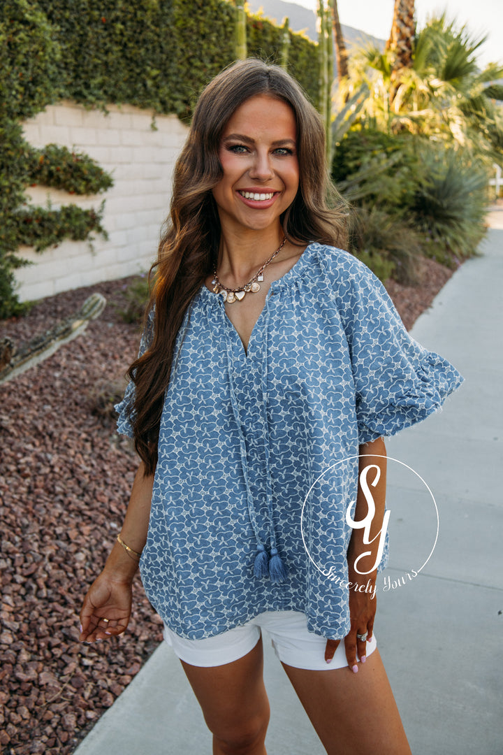 Devoted To You Top - Washed Denim