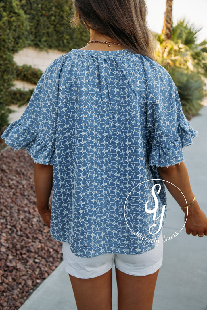 Devoted To You Top - Washed Denim