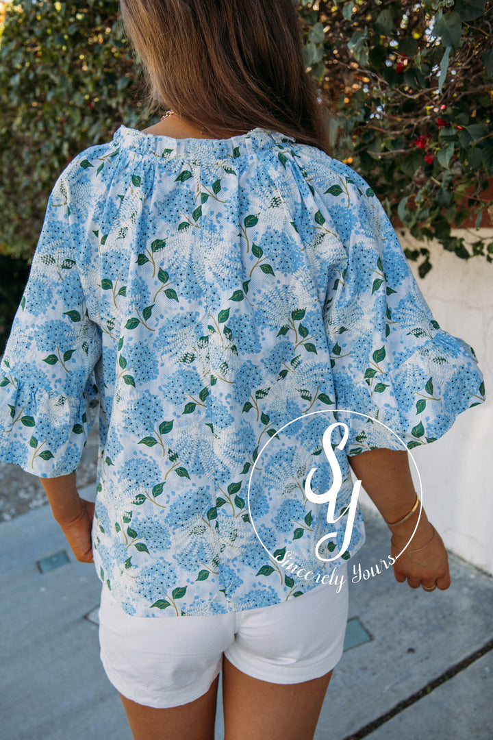 Spring Floral Top - Blue