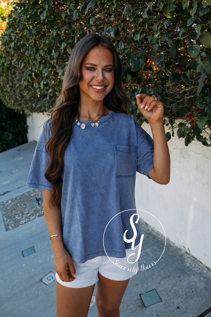 Cue On Comfort Top - Blue