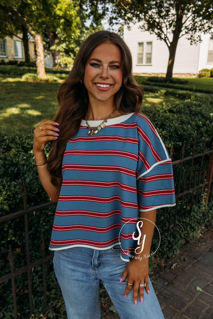 Stripe And Happy Top - Mint Chocolate