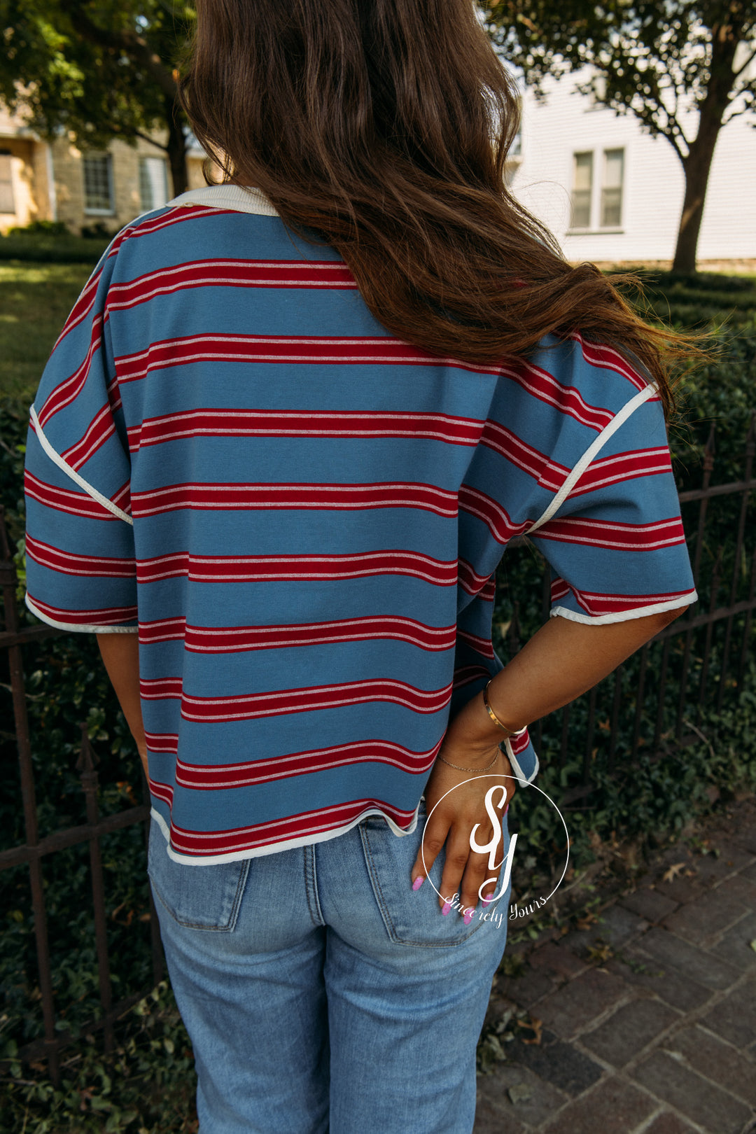 Stripe And Happy Top - Mint Chocolate