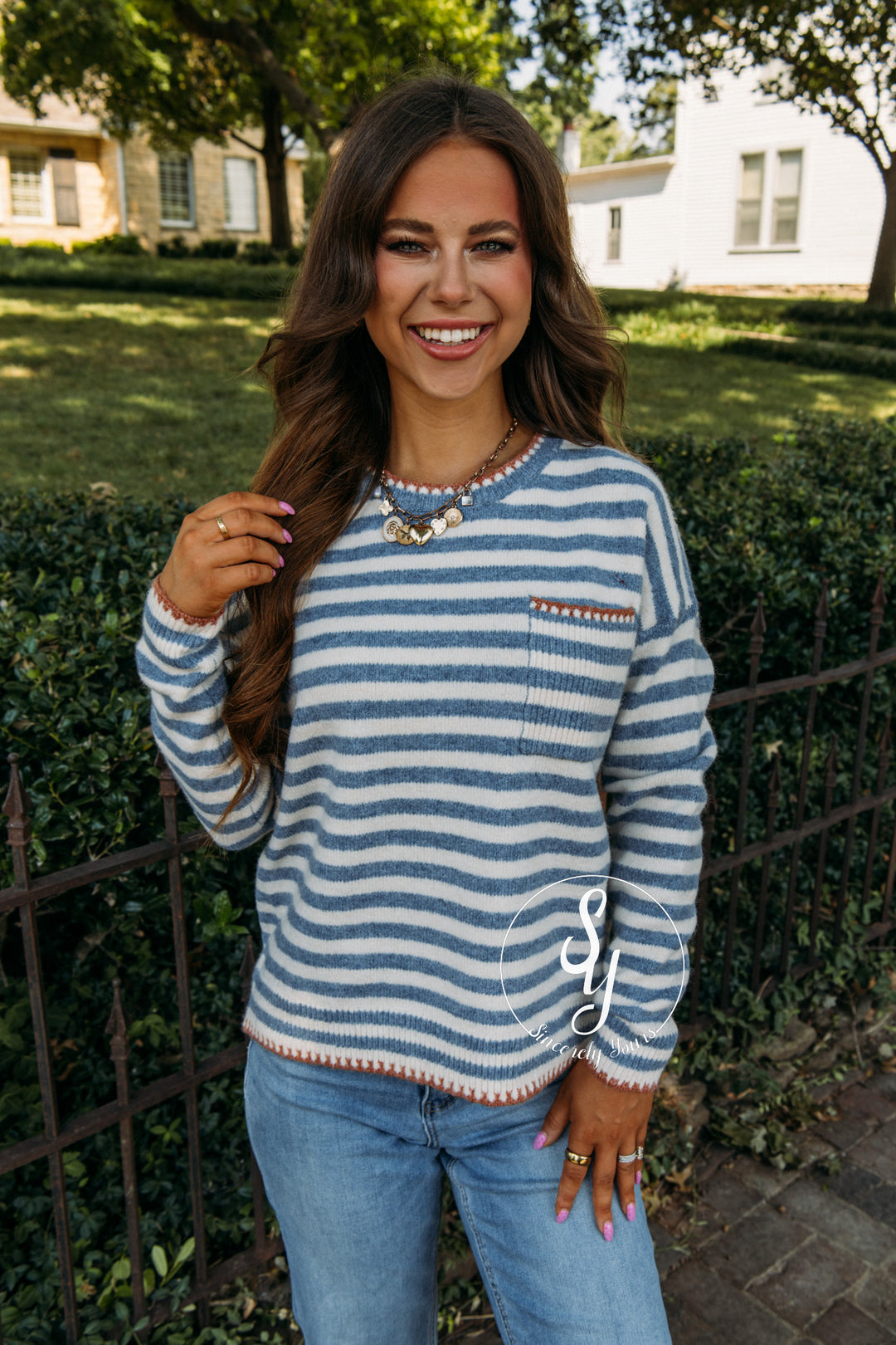 Striped Cozy Feels Sweater - Denim