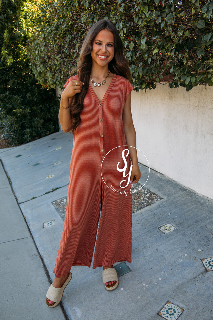 Brunch Love Romper - Rust