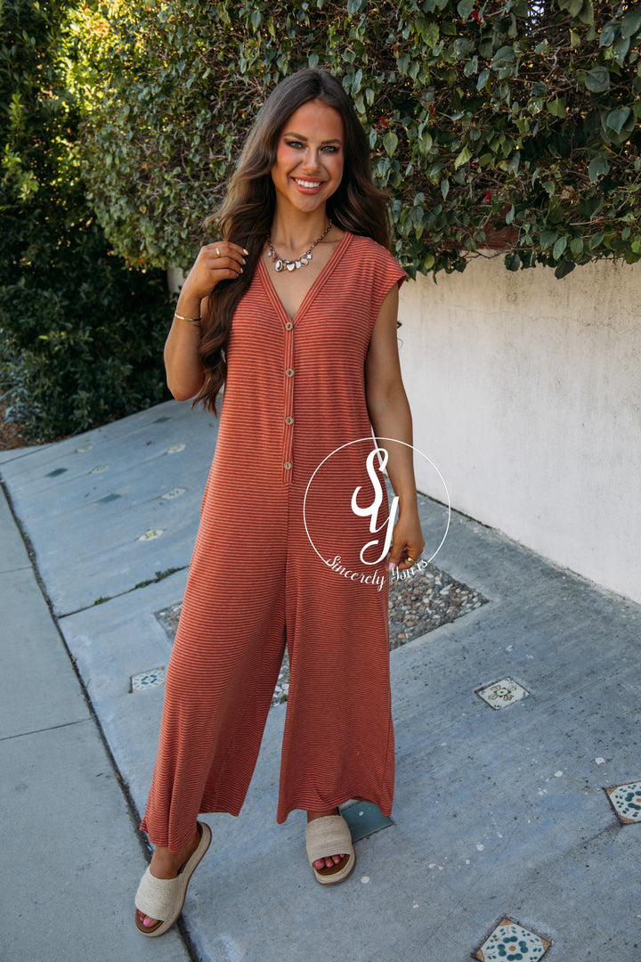 Brunch Love Romper - Rust