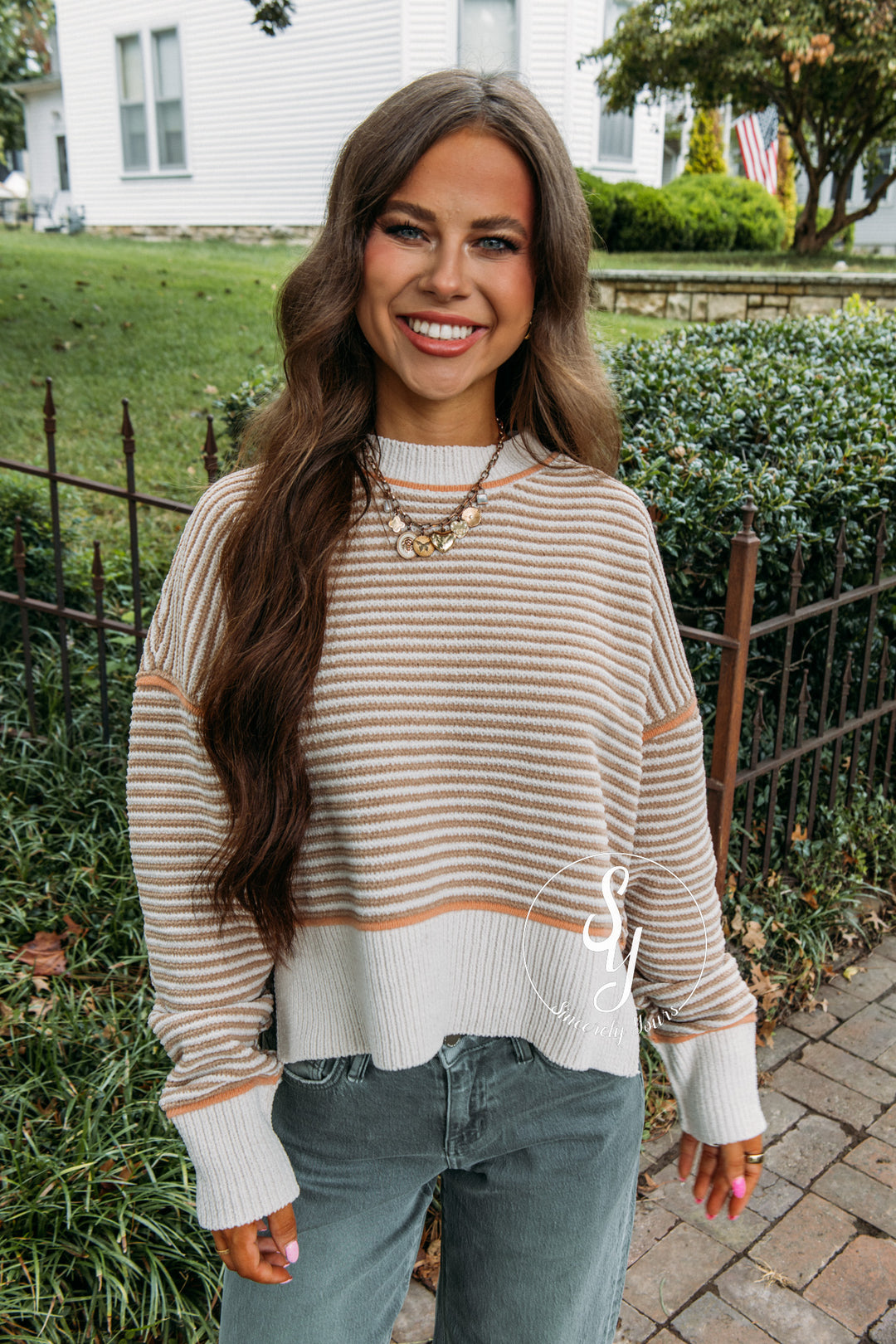 Snuggle Stripe Sweater - Taupe