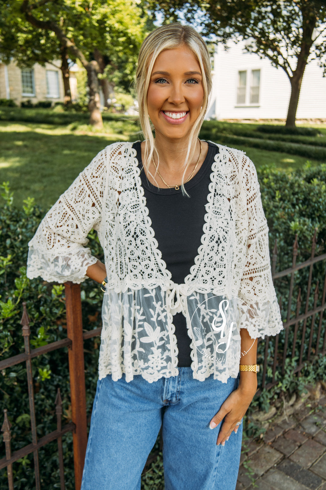 Crochet Frills Cardigan - Natural