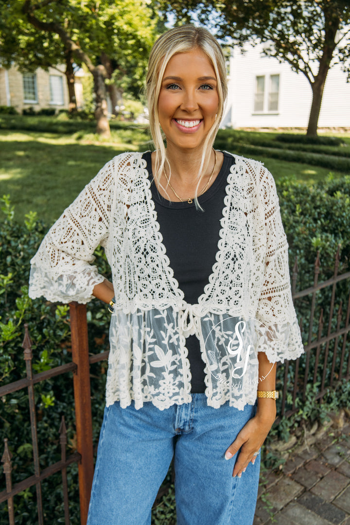 Crochet Frills Cardigan - Natural