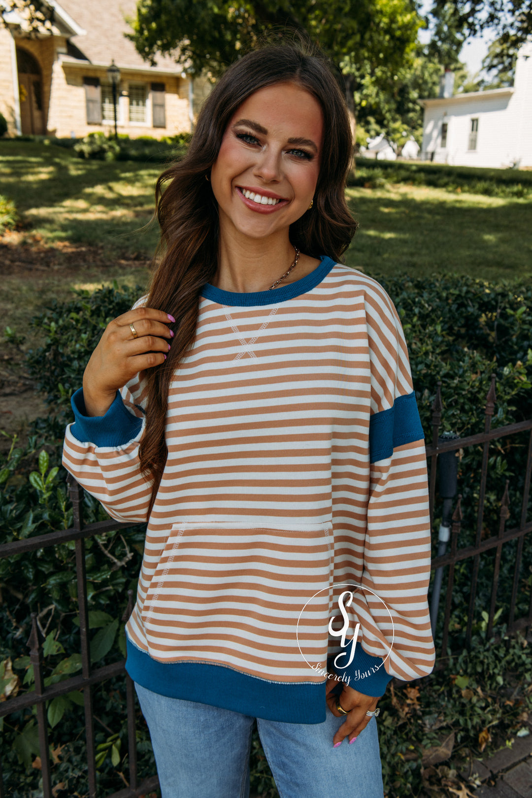 The Bailey Top - Taupe/ Cream