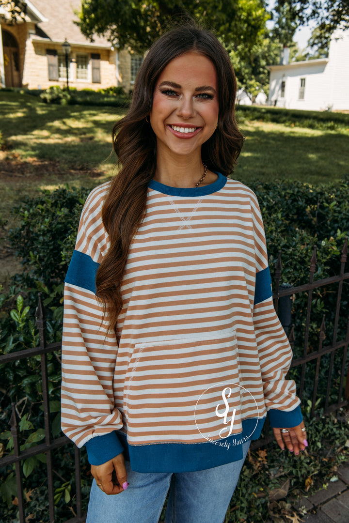 The Bailey Top - Taupe/ Cream