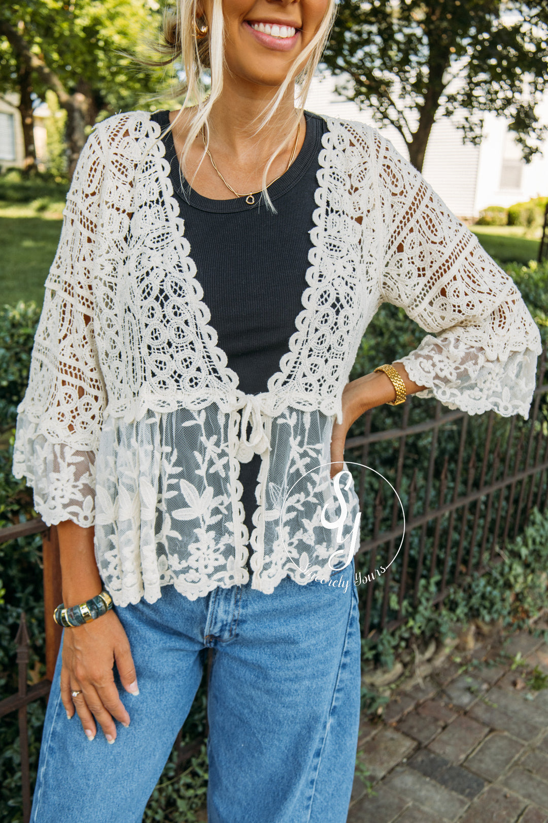 Crochet Frills Cardigan - Natural