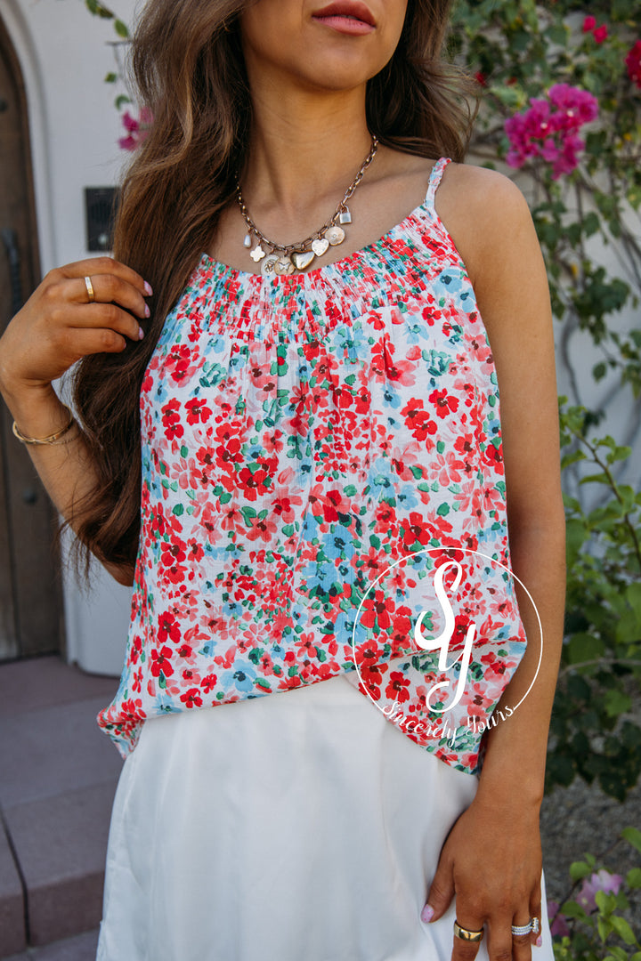 Wrapped In Flowers Tank - Red