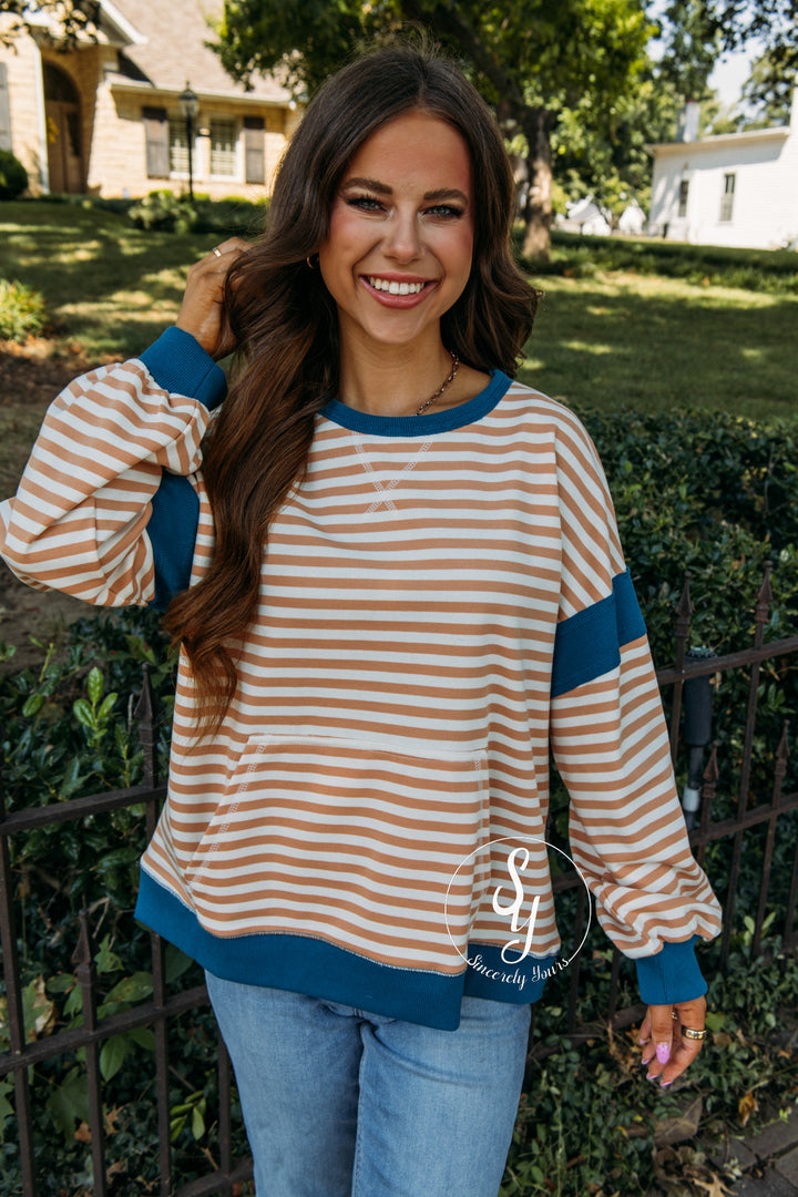 The Bailey Top - Taupe/ Cream