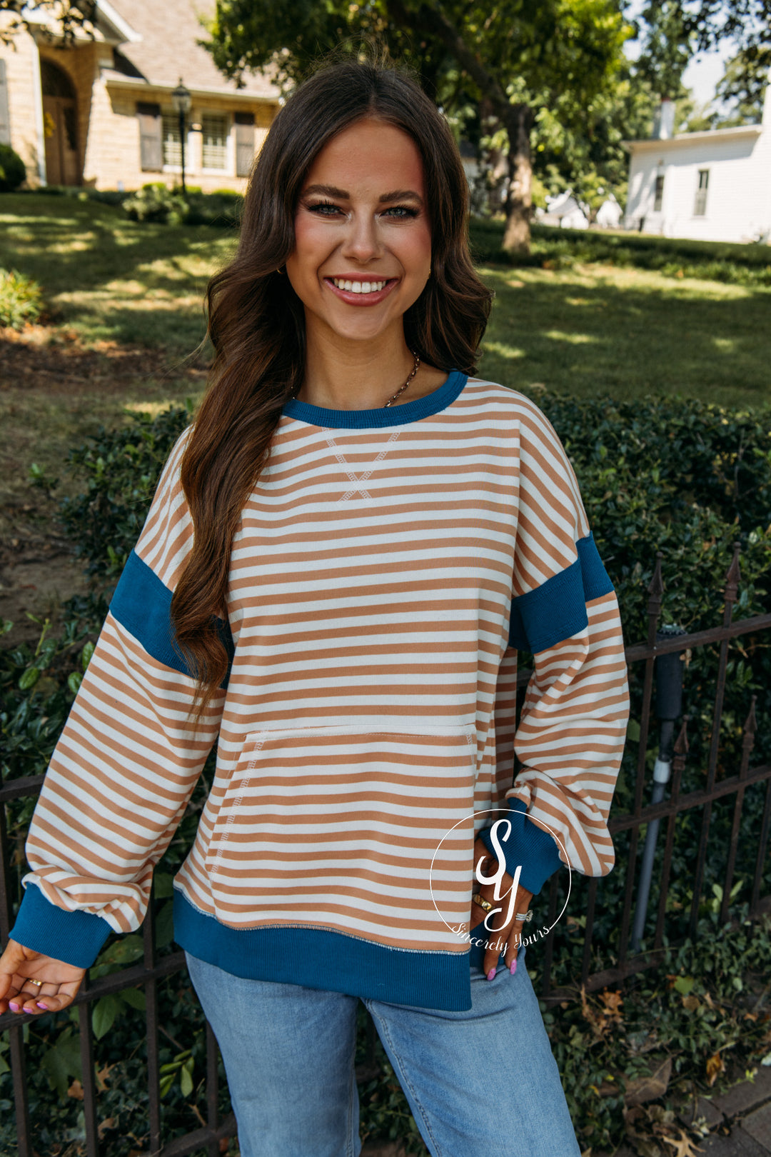 The Bailey Top - Taupe/ Cream